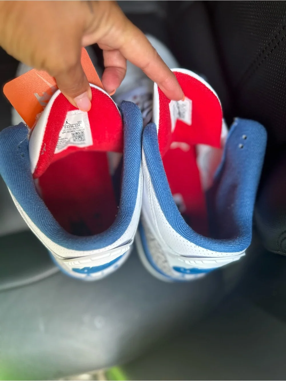 Jordan3 White Sneakers with Blue and Red Accents
